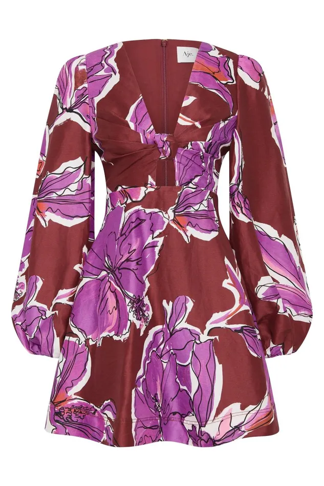 Aje Dresses Inflorescence Mini Dress Bold Hibiscus 8211 Women
