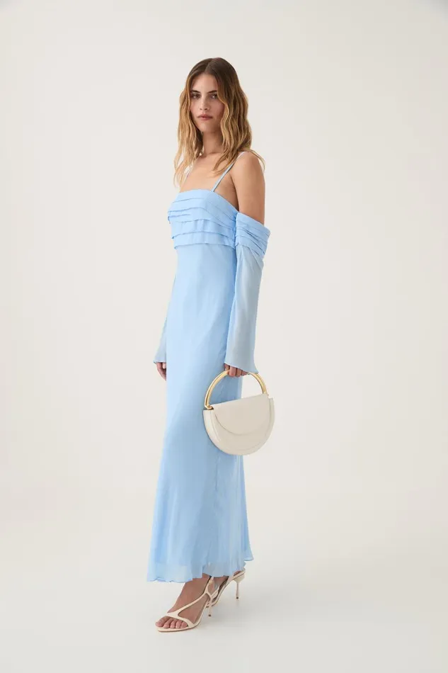 Aje Dresses Minette Chiffon Dress Powder Blue 8211 Women Aje Dresses Minette Chiffon Dress Powder Blue 8211 Women