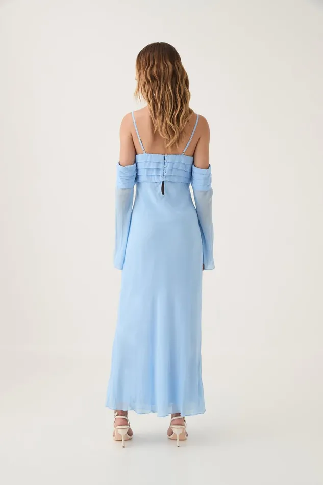Aje Dresses Minette Chiffon Dress Powder Blue 8211 Women Aje Dresses Minette Chiffon Dress Powder Blue 8211 Women