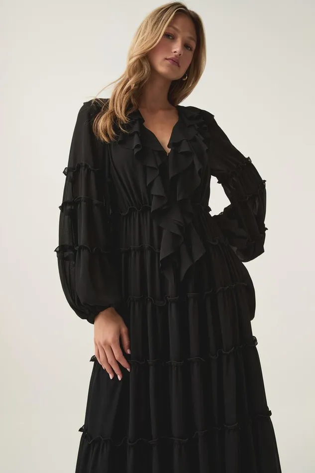 Aje Dresses Protea Ruffle Maxi Dress Black 8211 Women