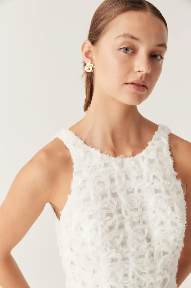 Aje Dresses Quintette Textured Mini Dress Ivory 8211 Women Aje Dresses Quintette Textured Mini Dress Ivory 8211 Women