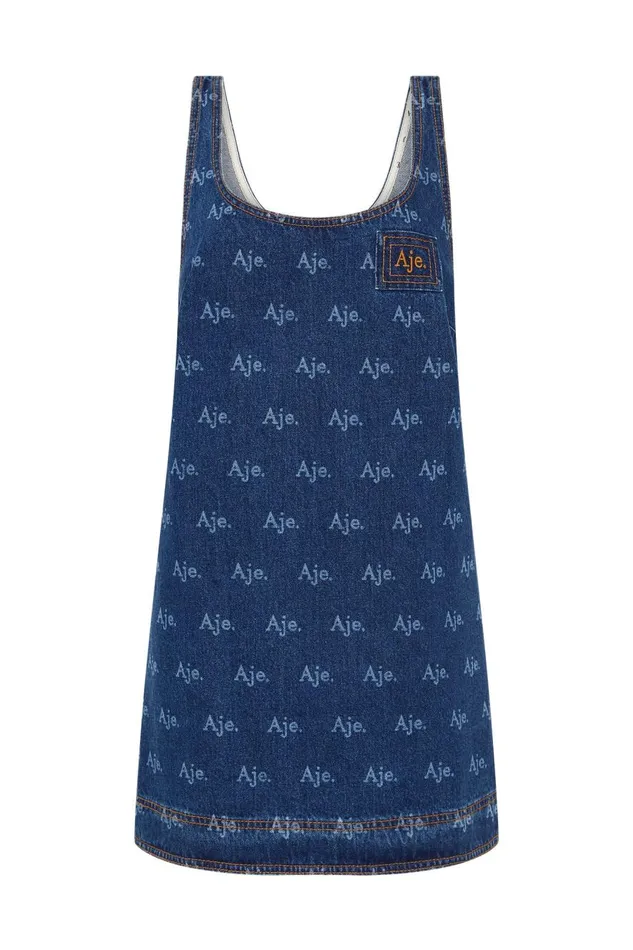 Aje Dresses Ratio Logo Denim Mini Dress Logo Wash 8211 Women Aje Dresses Ratio Logo Denim Mini Dress Logo Wash 8211 Women