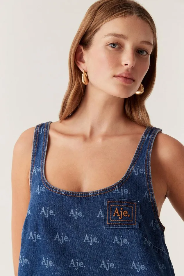Aje Dresses Ratio Logo Denim Mini Dress Logo Wash 8211 Women Aje Dresses Ratio Logo Denim Mini Dress Logo Wash 8211 Women