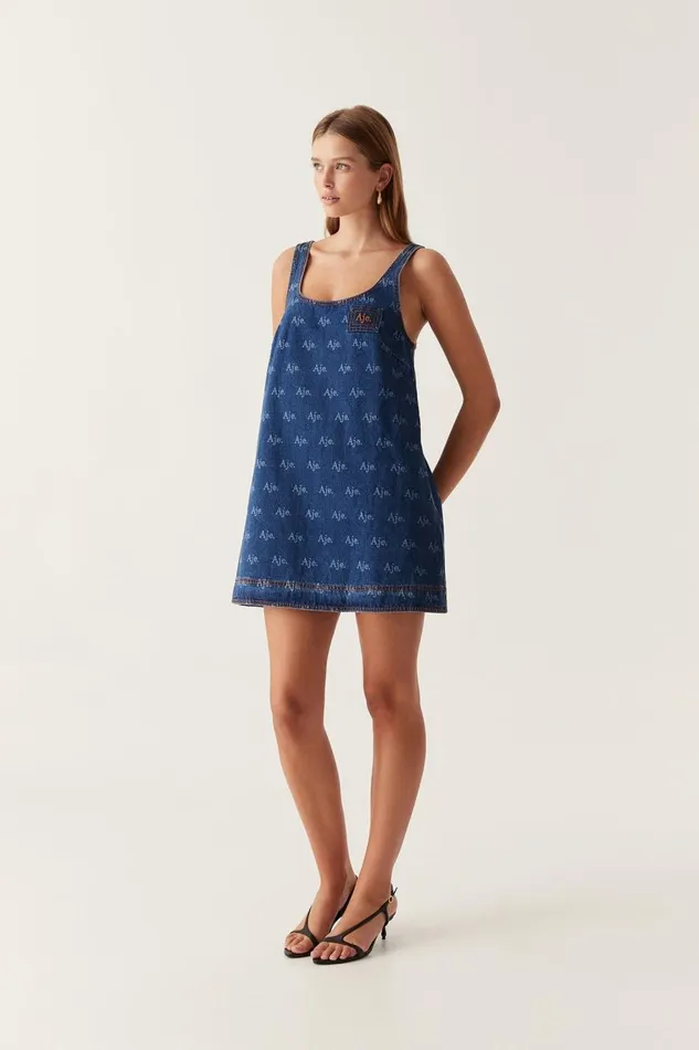 Aje Dresses Ratio Logo Denim Mini Dress Logo Wash 8211 Women Aje Dresses Ratio Logo Denim Mini Dress Logo Wash 8211 Women