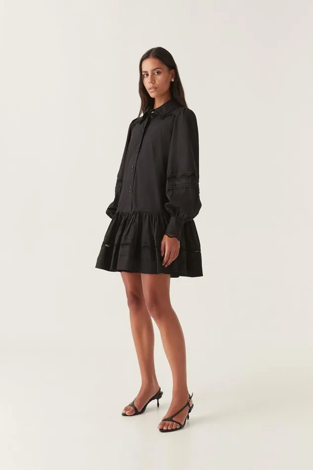 Aje Dresses Reva Wave Trim Mini Dress Black 8211 Women
