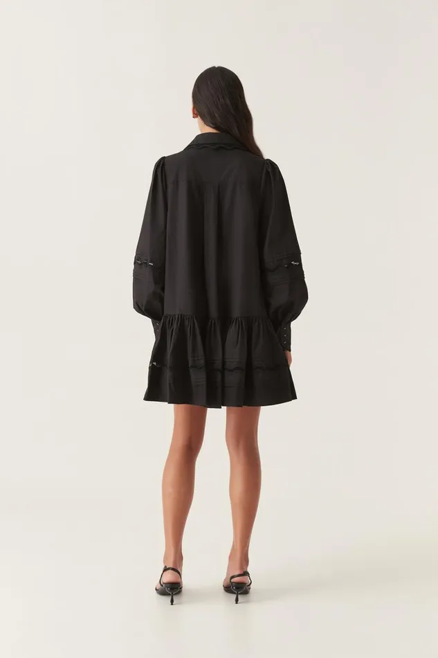 Aje Dresses Reva Wave Trim Mini Dress Black 8211 Women