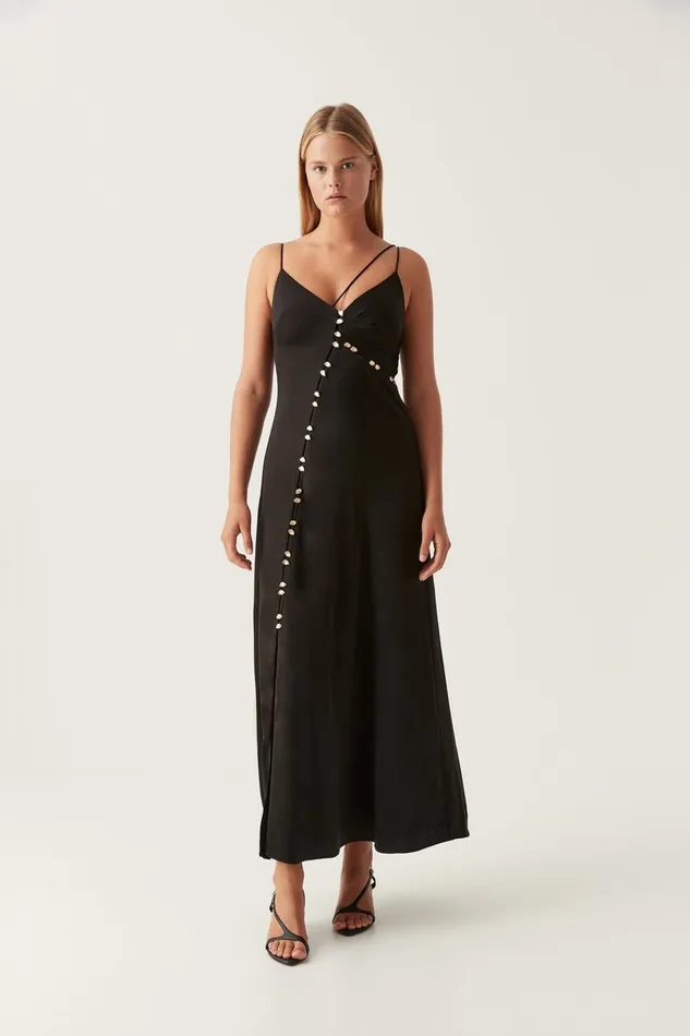 Aje Dresses Riddle Button Down Maxi Dress Black 8211 Women