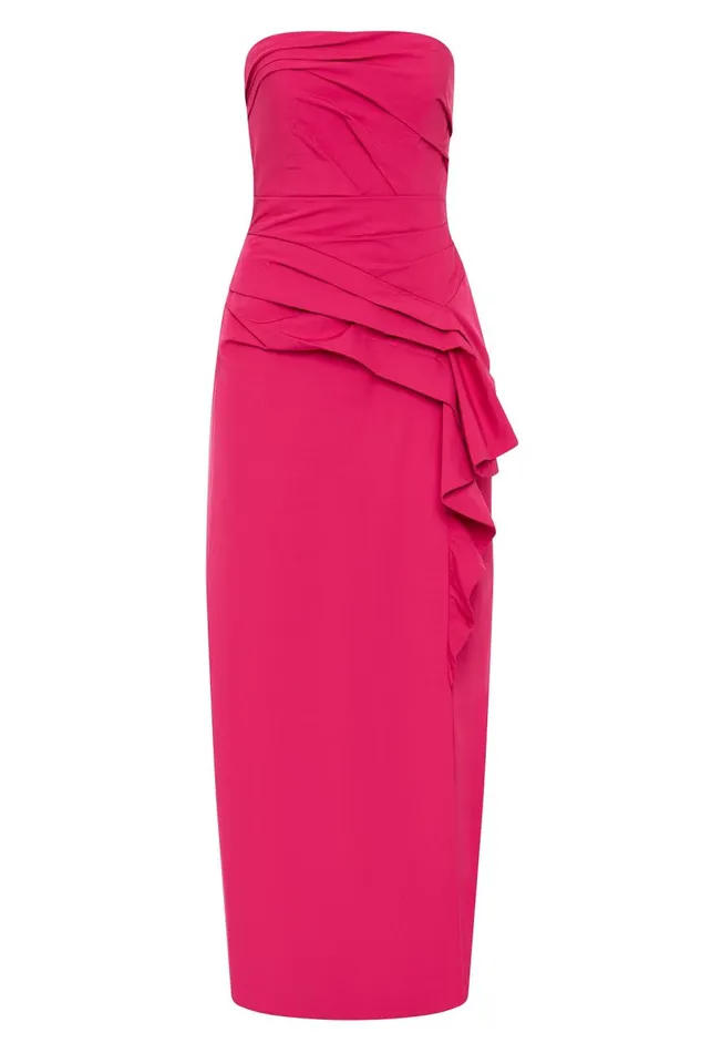 Aje Dresses Roma Draped Midi Dress Rich Magenta 8211 Women Aje Dresses Roma Draped Midi Dress Rich Magenta 8211 Women