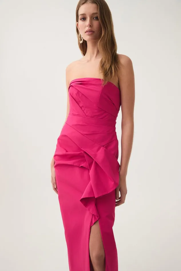 Aje Dresses Roma Draped Midi Dress Rich Magenta 8211 Women Aje Dresses Roma Draped Midi Dress Rich Magenta 8211 Women
