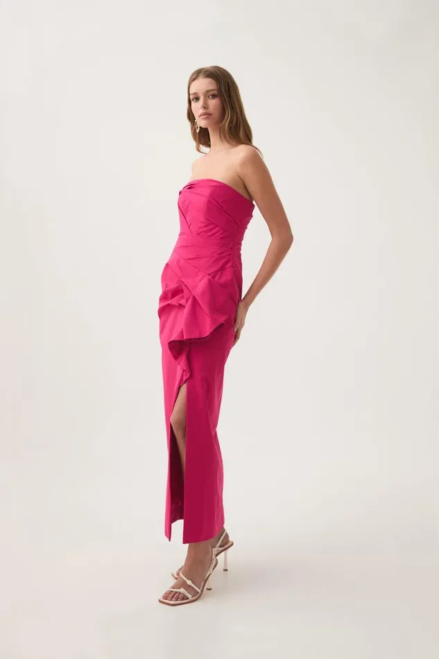 Aje Dresses Roma Draped Midi Dress Rich Magenta 8211 Women Aje Dresses Roma Draped Midi Dress Rich Magenta 8211 Women