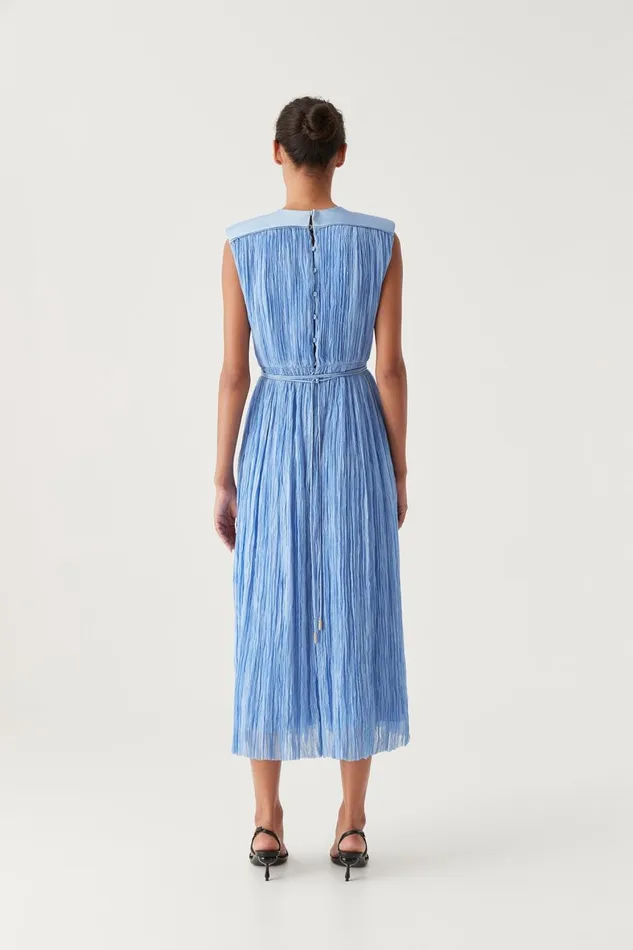 Aje Dresses Solstice Pleated Midi Dress Mist Blue 8211 Women