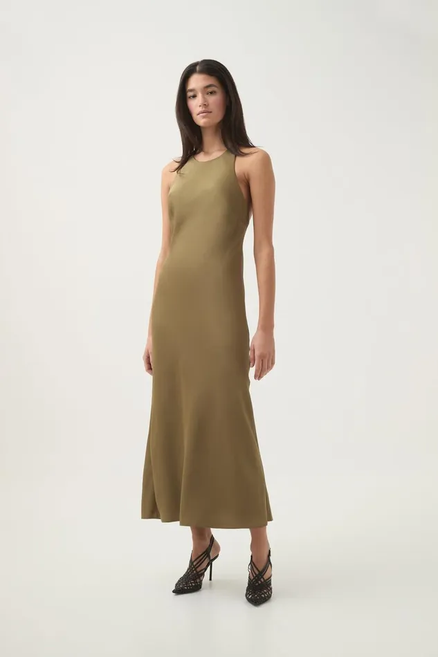 Aje Dresses Tanya Chained Midi Dress Khaki 8211 Women Aje Dresses Tanya Chained Midi Dress Khaki 8211 Women