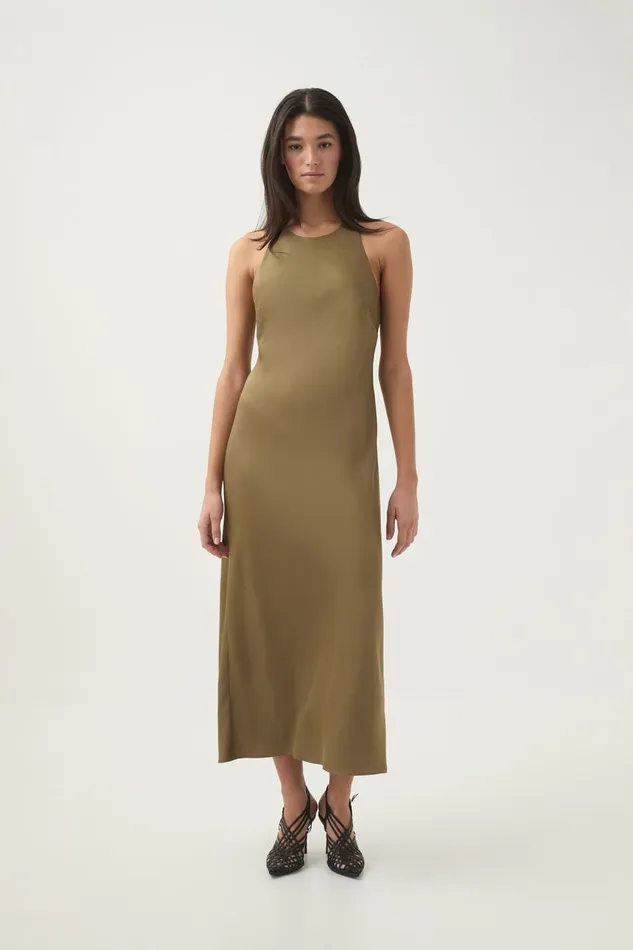 Aje Dresses Tanya Chained Midi Dress Khaki 8211 Women Aje Dresses Tanya Chained Midi Dress Khaki 8211 Women