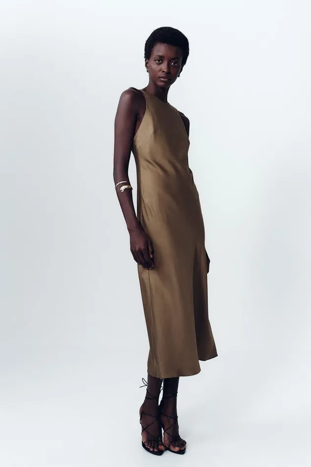 Aje Dresses Tanya Chained Midi Dress Khaki 8211 Women Aje Dresses Tanya Chained Midi Dress Khaki 8211 Women
