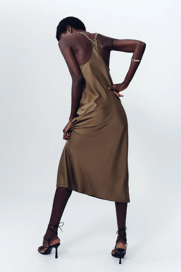 Aje Dresses Tanya Chained Midi Dress Khaki 8211 Women Aje Dresses Tanya Chained Midi Dress Khaki 8211 Women