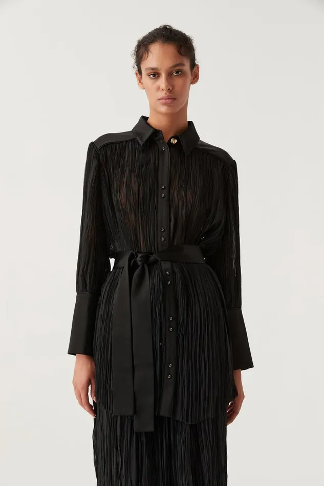 Aje Matching Sets Aerial Oversized Pleated Shirt Black 8211 Women