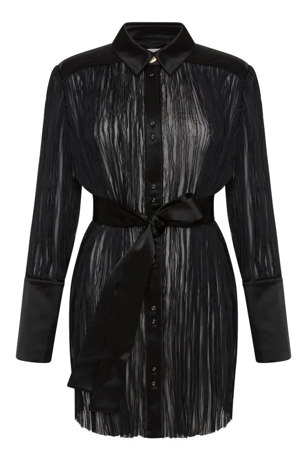 Aje Matching Sets Aerial Oversized Pleated Shirt Black 8211 Women Aje Matching Sets Aerial Oversized Pleated Shirt Black 8211 Women