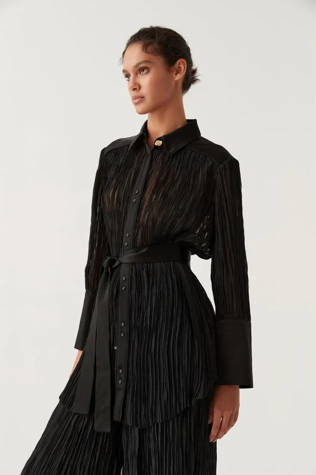 Aje Matching Sets Aerial Oversized Pleated Shirt Black 8211 Women Aje Matching Sets Aerial Oversized Pleated Shirt Black 8211 Women