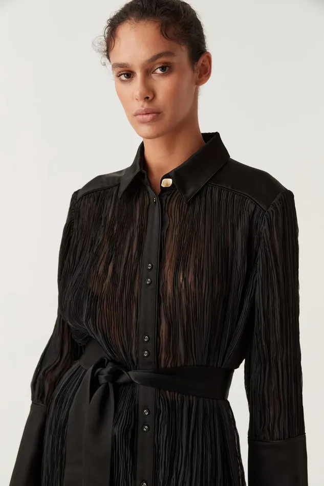 Aje Matching Sets Aerial Oversized Pleated Shirt Black 8211 Women Aje Matching Sets Aerial Oversized Pleated Shirt Black 8211 Women