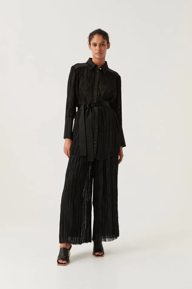 Aje Matching Sets Aerial Oversized Pleated Shirt Black 8211 Women Aje Matching Sets Aerial Oversized Pleated Shirt Black 8211 Women