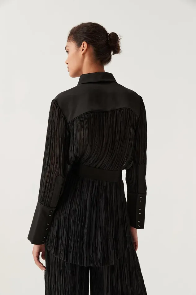 Aje Matching Sets Aerial Oversized Pleated Shirt Black 8211 Women Aje Matching Sets Aerial Oversized Pleated Shirt Black 8211 Women