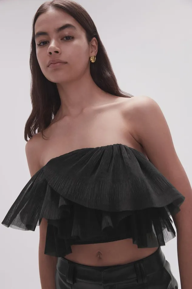 Aje Matching Sets Elsie Pleated Bustier Black 8211 Women Aje Matching Sets Elsie Pleated Bustier Black 8211 Women