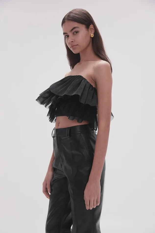 Aje Matching Sets Elsie Pleated Bustier Black 8211 Women Aje Matching Sets Elsie Pleated Bustier Black 8211 Women