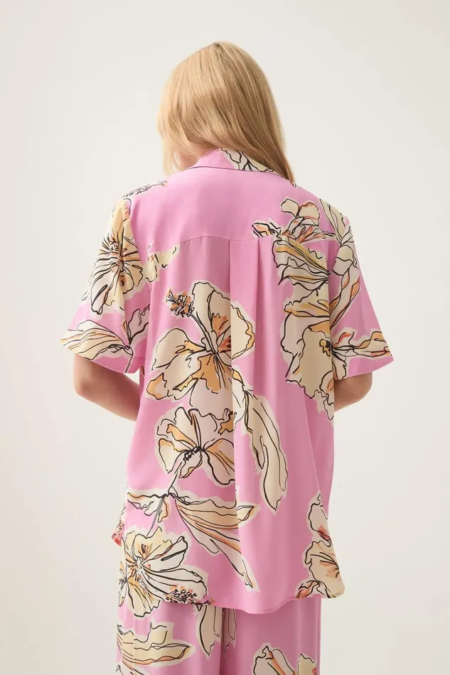 Aje Matching Sets Mirella Silk Shirt Pink Hibiscus 8211 Women Aje Matching Sets Mirella Silk Shirt Pink Hibiscus 8211 Women