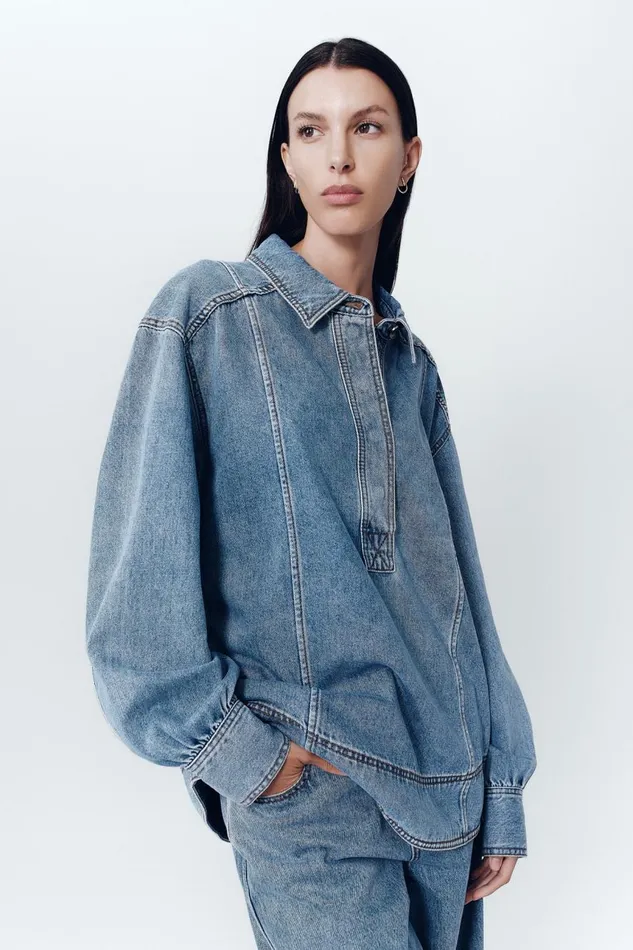 Aje Matching Sets Outline Denim Shirt Coastal Blue 8211 Women