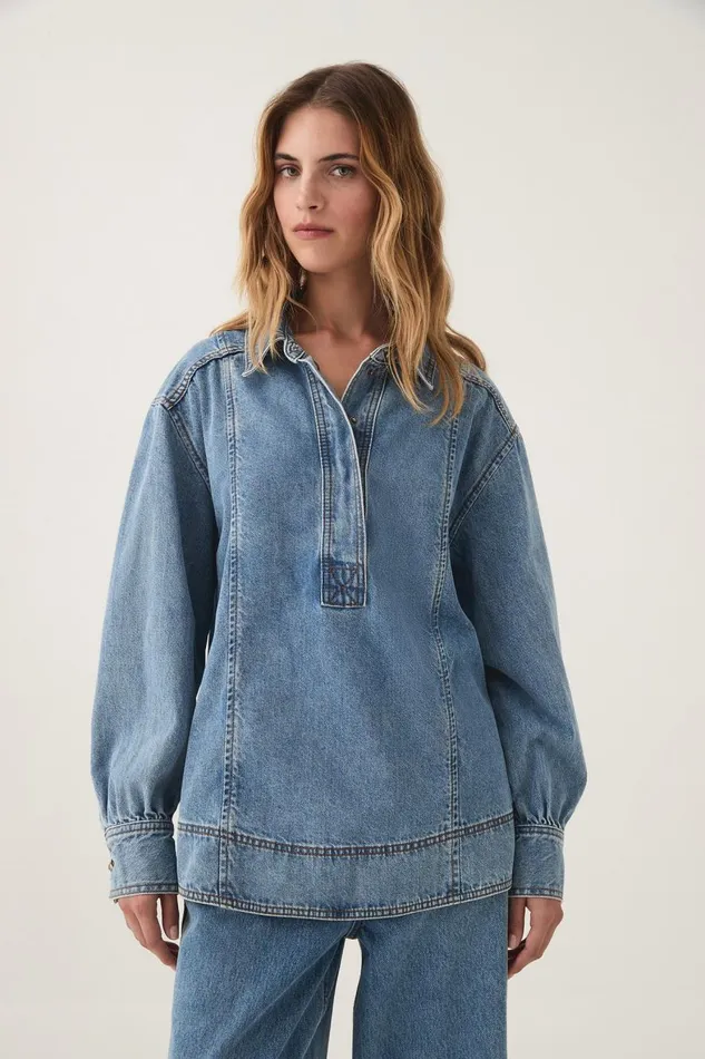 Aje Matching Sets Outline Denim Shirt Coastal Blue 8211 Women Aje Matching Sets Outline Denim Shirt Coastal Blue 8211 Women
