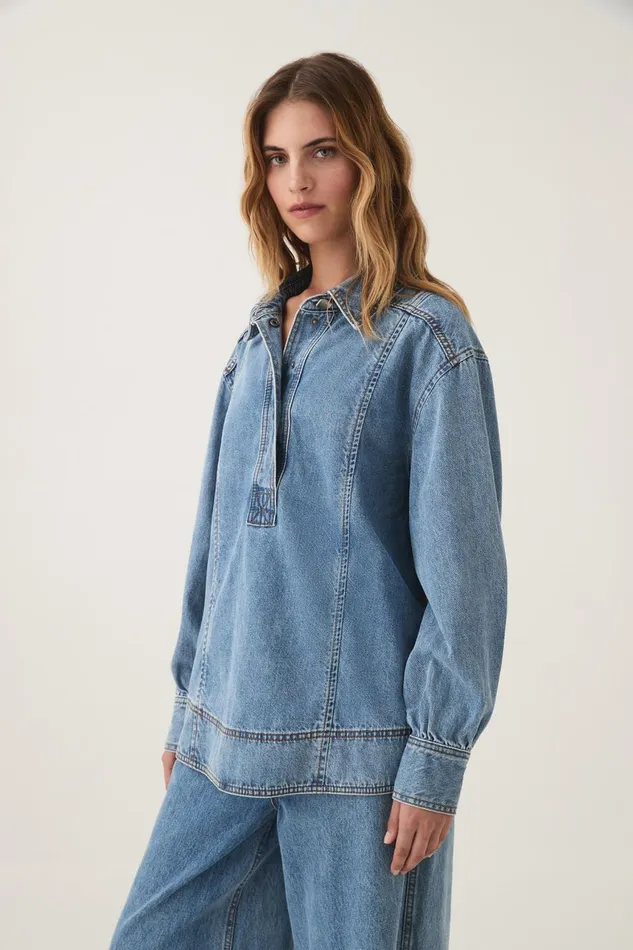 Aje Matching Sets Outline Denim Shirt Coastal Blue 8211 Women Aje Matching Sets Outline Denim Shirt Coastal Blue 8211 Women