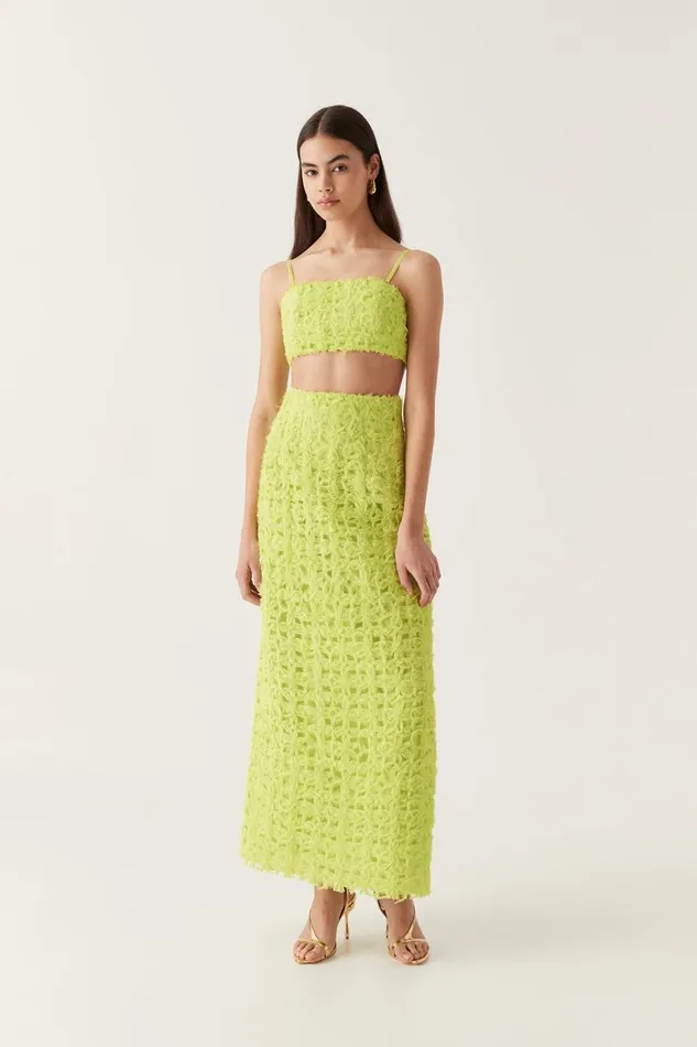 Aje Matching Sets Quintette Textured Midi Skirt Light Lime Green 8211 Women