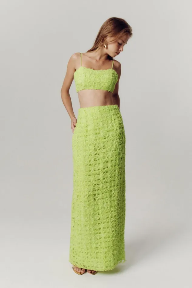 Aje Matching Sets Quintette Textured Midi Skirt Light Lime Green 8211 Women