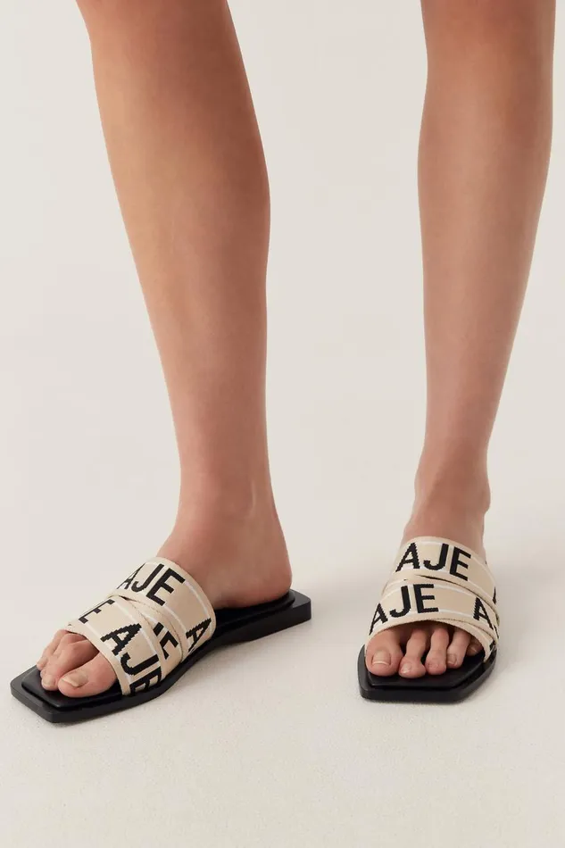 Aje Shoes Anais Logo Slide Blacknatural 8211 Women