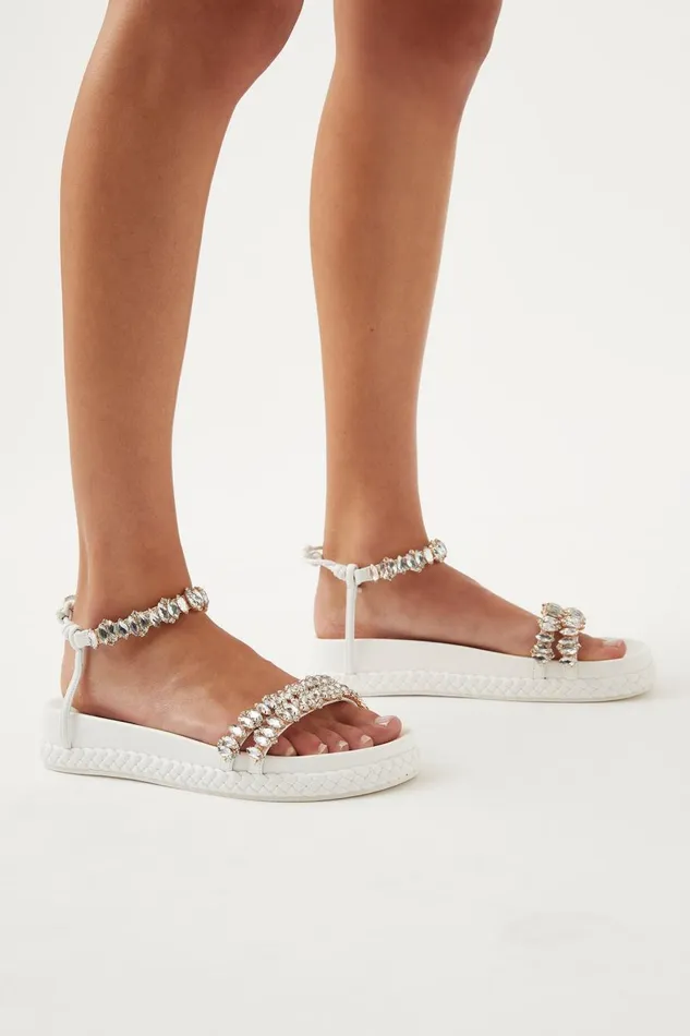 Aje Shoes Jewel Platform Sandal White 8211 Women