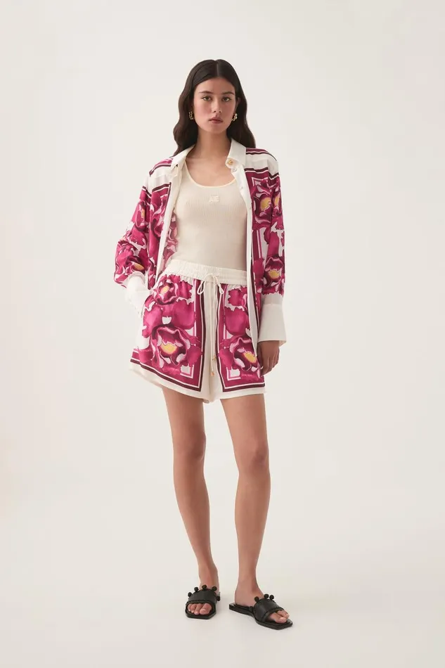 Aje Shorts Atomic Silk Drawstring Short Boldly Blooming 8211 Women