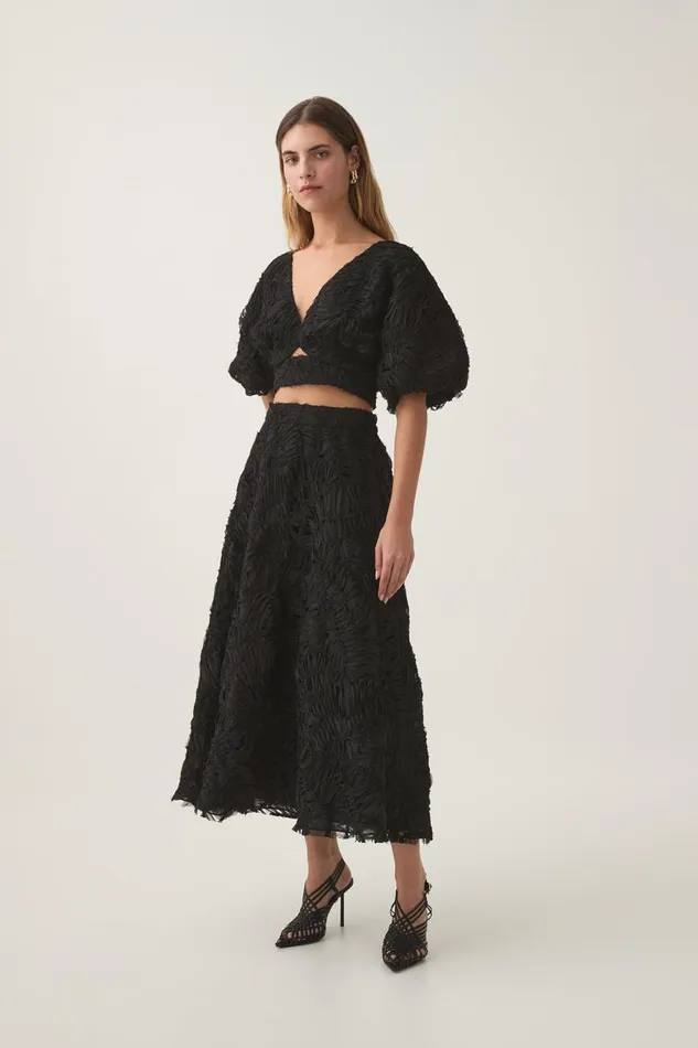 Aje Skirts Florential Textured Midi Skirt Black 8211 Women