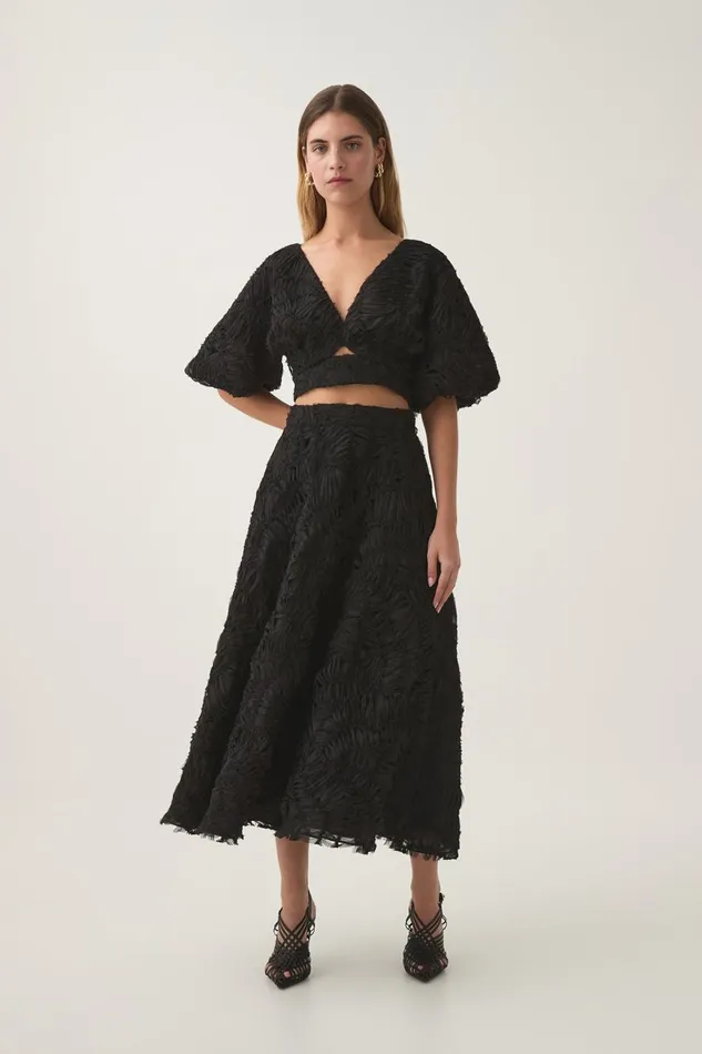 Aje Skirts Florential Textured Midi Skirt Black 8211 Women