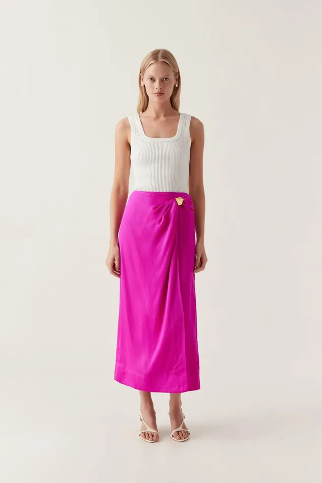 Aje Skirts Foundation Midi Skirt Deep Magenta 8211 Women