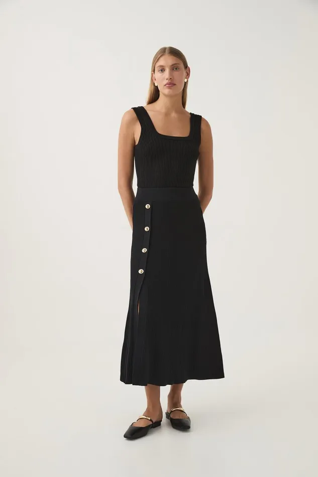 Aje Skirts Rossana Knit Midi Skirt Black 8211 Women