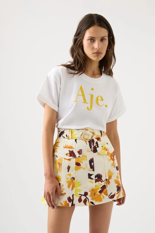 Aje Skirts Valerie Utility Mini Skirt Pressed Sunflowers 8211 Women