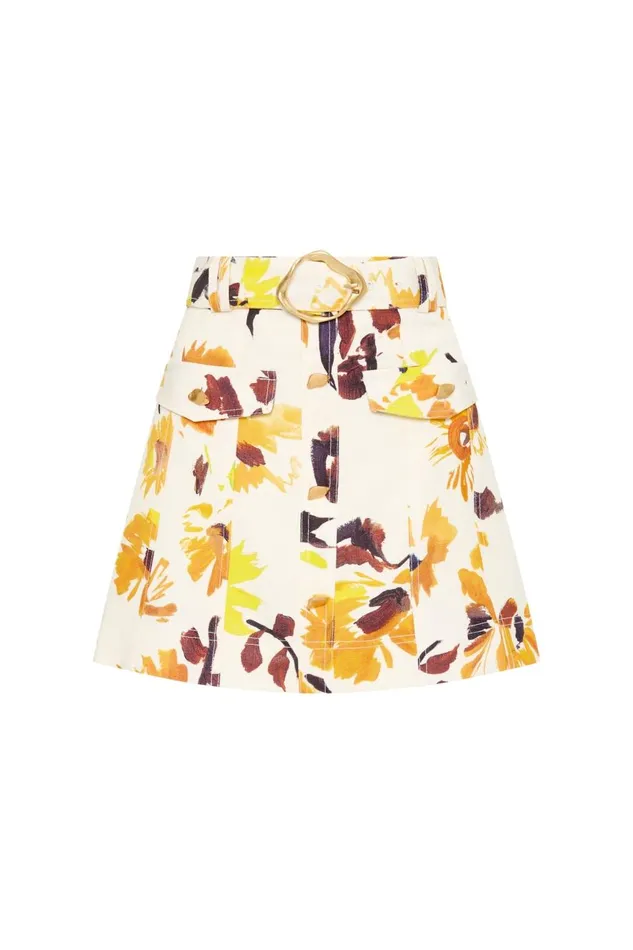 Aje Skirts Valerie Utility Mini Skirt Pressed Sunflowers 8211 Women