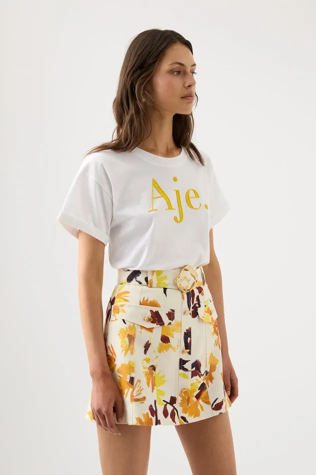 Aje Skirts Valerie Utility Mini Skirt Pressed Sunflowers 8211 Women