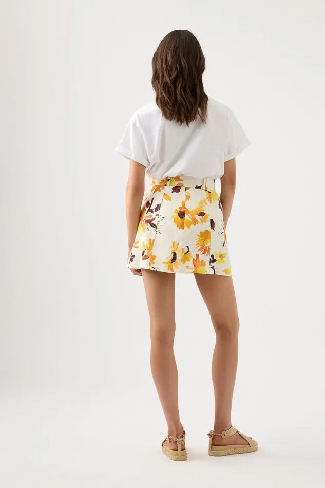 Aje Skirts Valerie Utility Mini Skirt Pressed Sunflowers 8211 Women