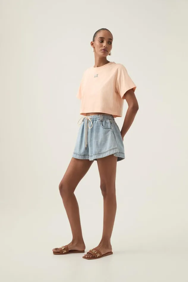 Aje Tees Beam Embroidered Logo Tee Light Apricot 8211 Women