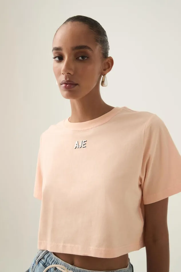 Aje Tees Beam Embroidered Logo Tee Light Apricot 8211 Women