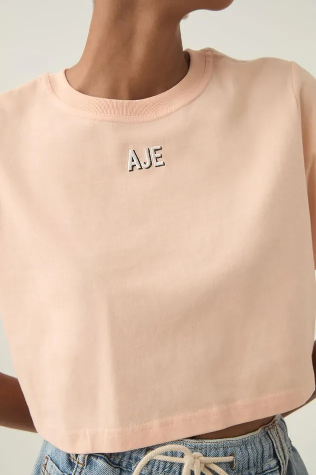 Aje Tees Beam Embroidered Logo Tee Light Apricot 8211 Women