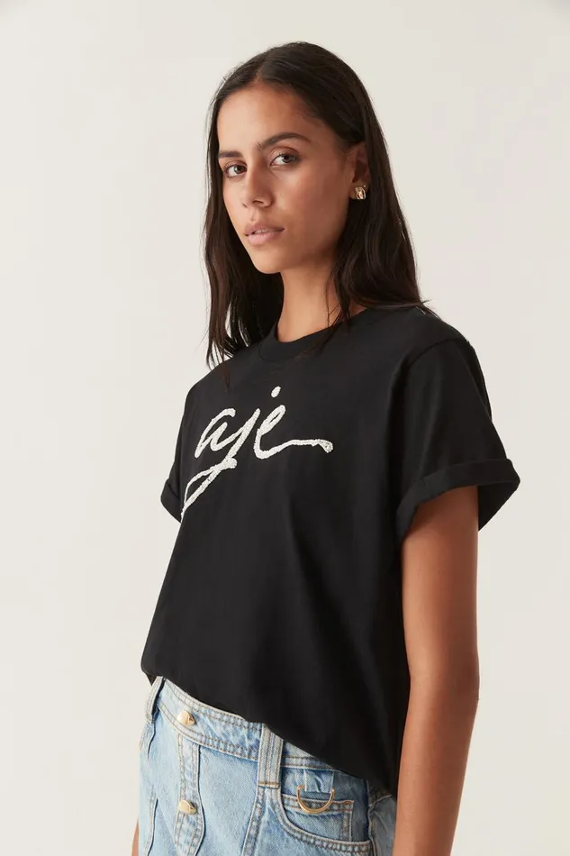 Aje Tees Enya Embellished Slim Tee Blackwhite 8211 Women