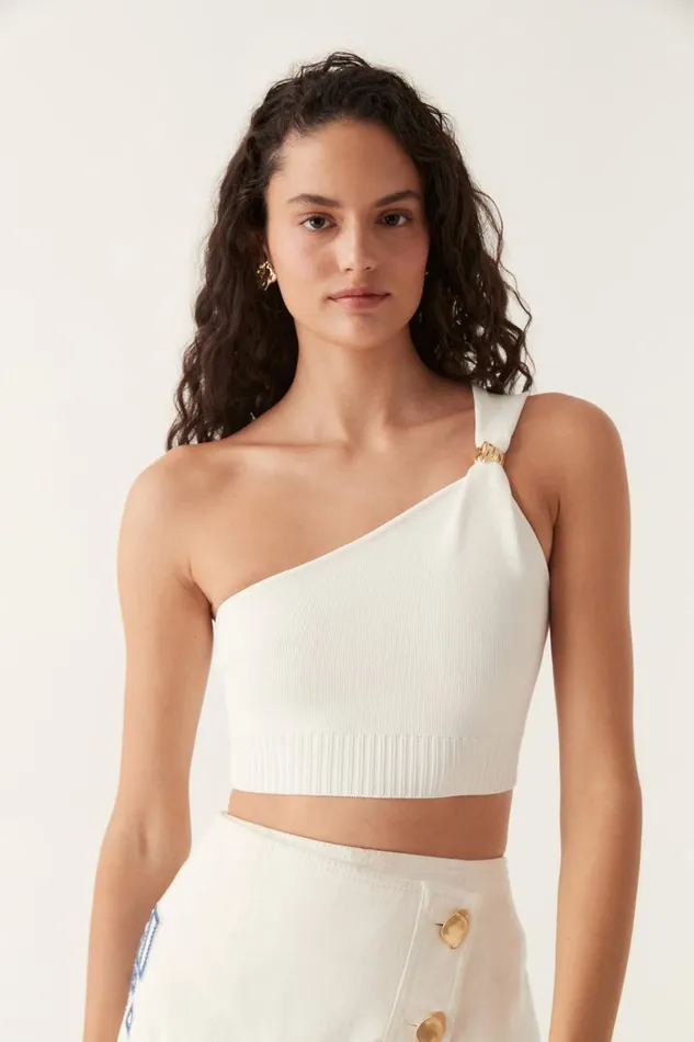 Aje Tops Anani Asymmetric Bustier Top Ivory 8211 Women