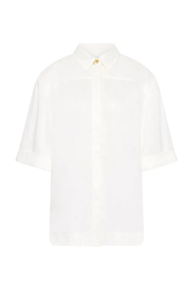 Aje Tops Asteria Short Sleeve Shirt Ivory 8211 Women Aje Tops Asteria Short Sleeve Shirt Ivory 8211 Women